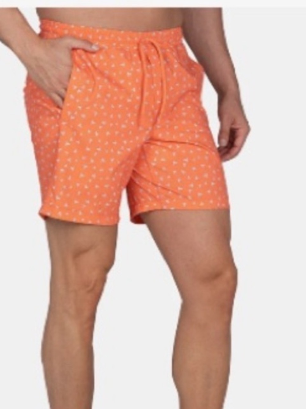 Birddogs Men’s Orange and White bird print Inner Banks Swim Trunks XL